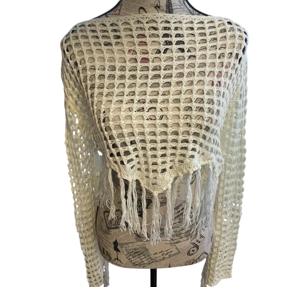 Chic Cream Fringe Knit Poncho
